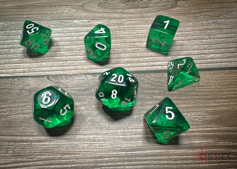 Translucent 7 Die Set Green/White