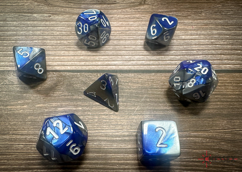 Chessex Polyhedral Dice Set – Blue-Steel With White, 7-Die Gemini Series For RPG Games - View #8