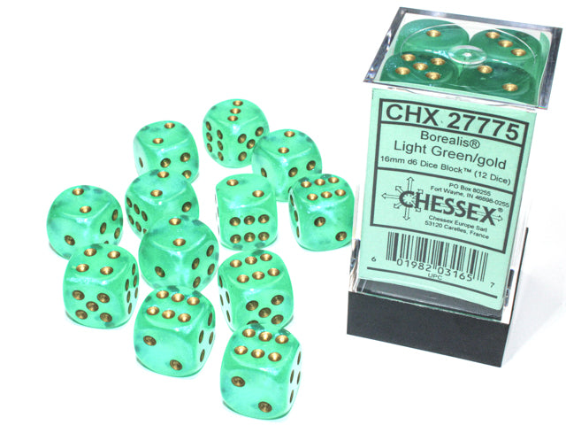 Chessex: 16mm 12D6 Dice Block - Borealis