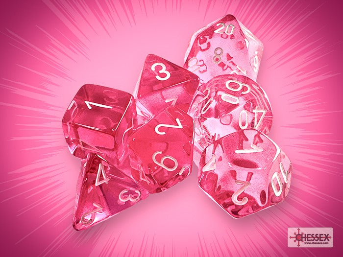 Translucent 7 Die Set Pink/White