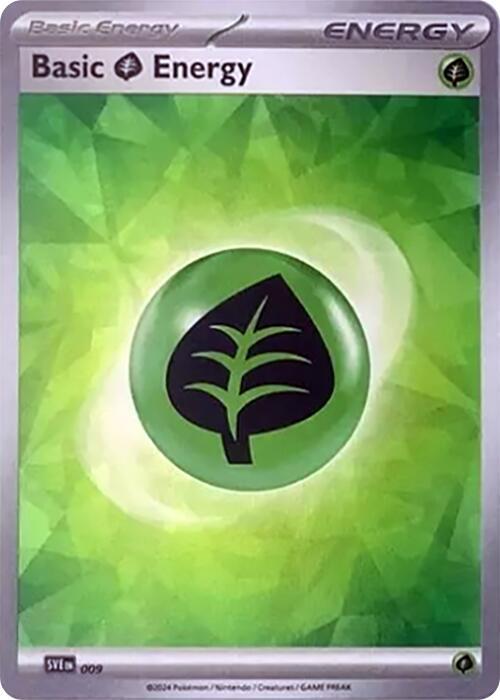 Basic Grass Energy (Cracked Ice Holo) - SV07: Stellar Crown - 009