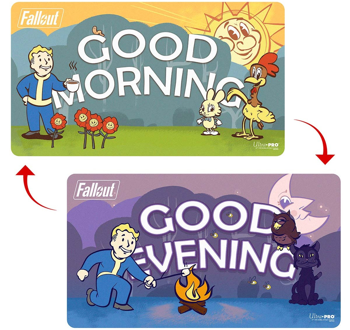 UP - Double Sided Playmat - Fallout Vault Boy - Good Morining/Good Evening **Pre-Order**