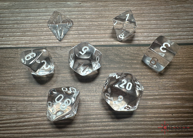 Translucent 7 Die Set Clear/White