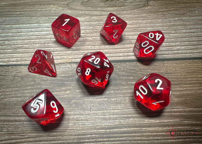 Translucent 7 Die Set Red/White