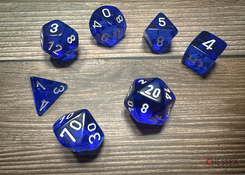 Translucent 7 Die Set Blue/White