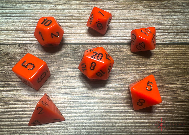 Opaque 7 Die Set Orange/Black