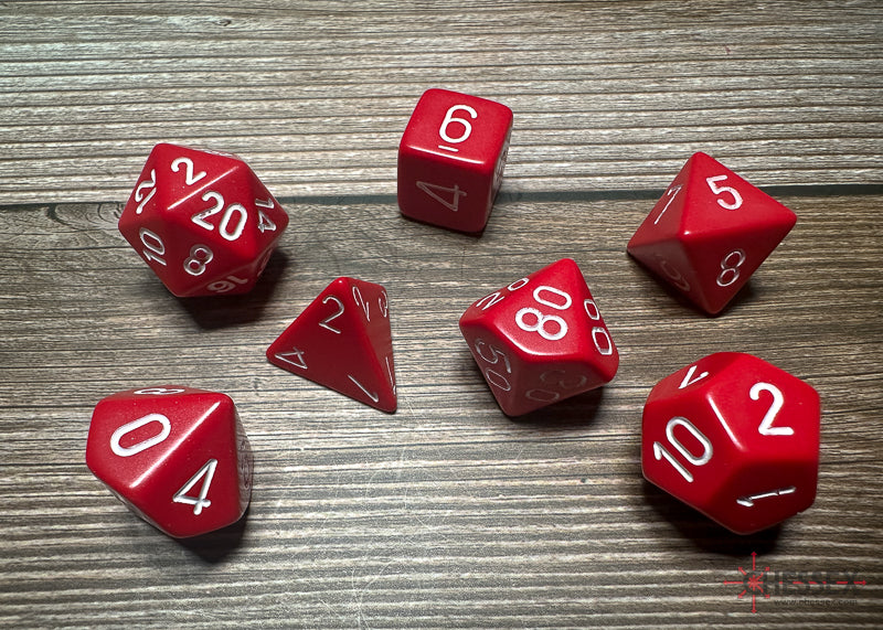 Opaque 7 Die Set Red/White