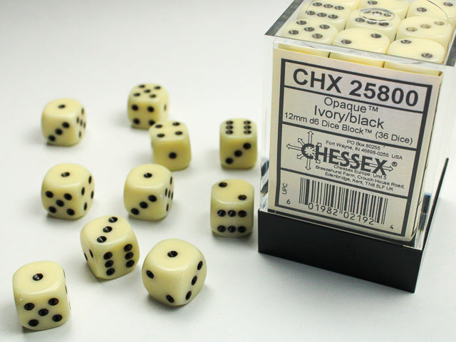 Chessex: 12mm 36D6 Dice Block - Opaque