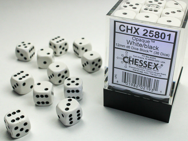 Chessex: 12mm 36D6 Dice Block - Opaque