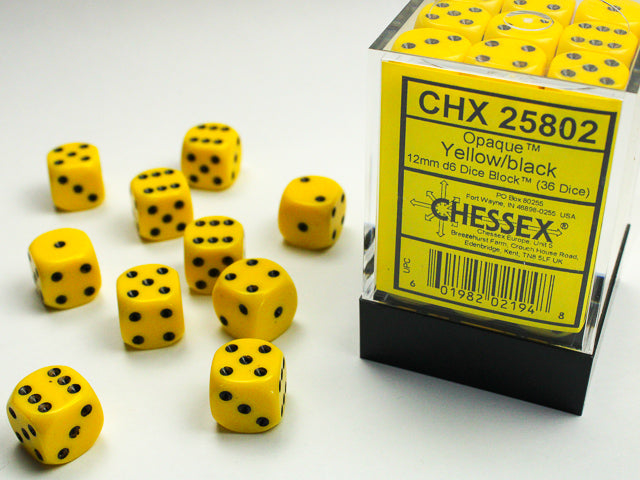 Chessex: 12mm 36D6 Dice Block - Opaque