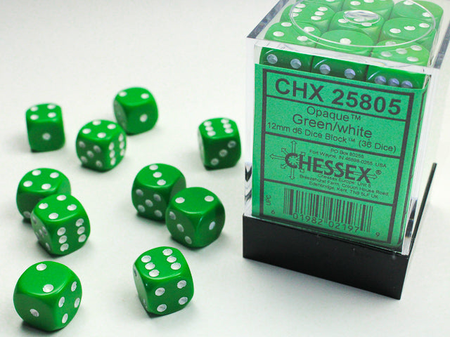 Chessex: 12mm 36D6 Dice Block - Opaque