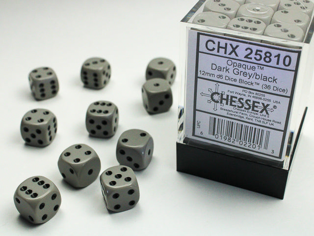 Chessex: 12mm 36D6 Dice Block - Opaque