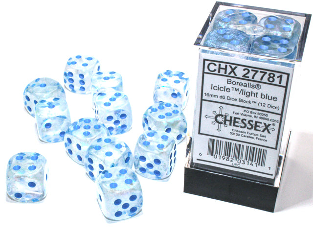 Chessex: 16mm 12D6 Dice Block - Borealis