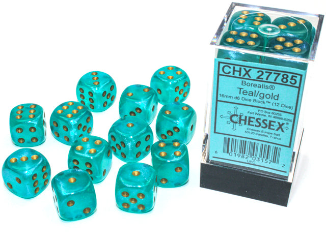 Chessex: 16mm 12D6 Dice Block - Borealis