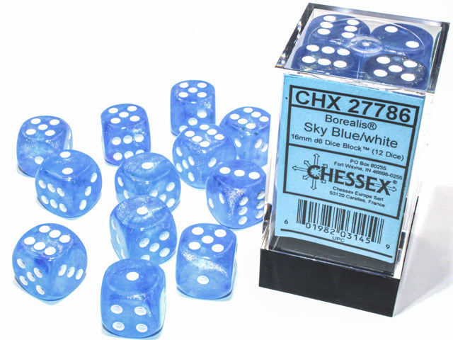 Chessex: 16mm 12D6 Dice Block - Borealis