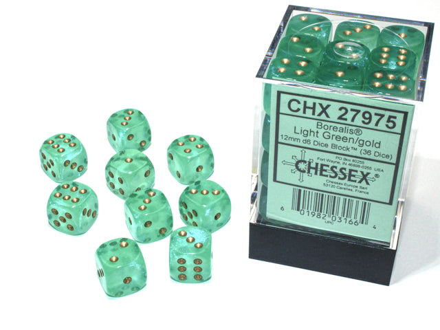 Chessex: 12mm 36D6 Dice Block - Borealis