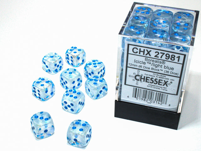 Chessex: 12mm 36D6 Dice Block - Borealis