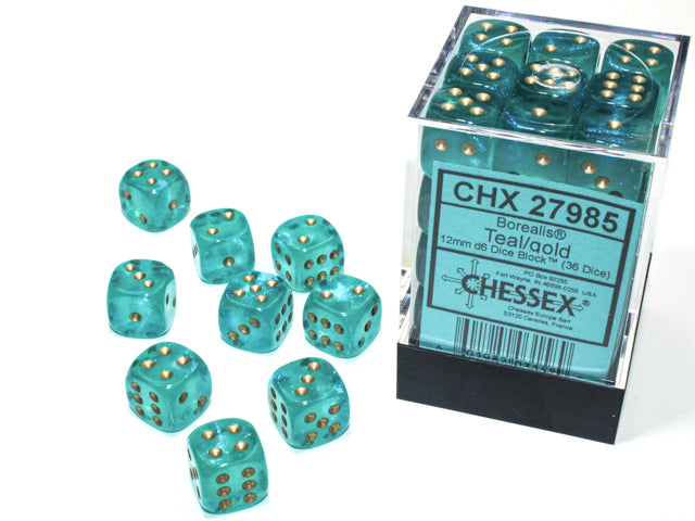 Chessex: 12mm 36D6 Dice Block - Borealis