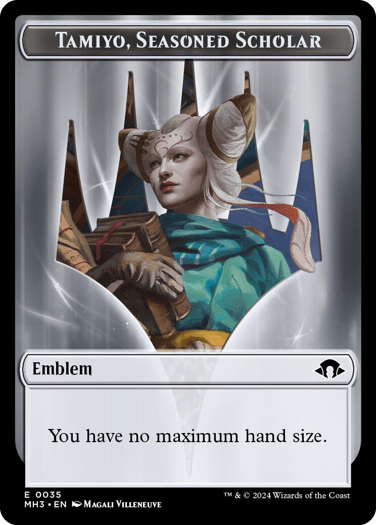 Emblem - Tamiyo, Seasoned Scholar // Energy Reserve Double-Sided Token