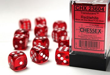 Translucent 16mm 12 d6 Dice Block