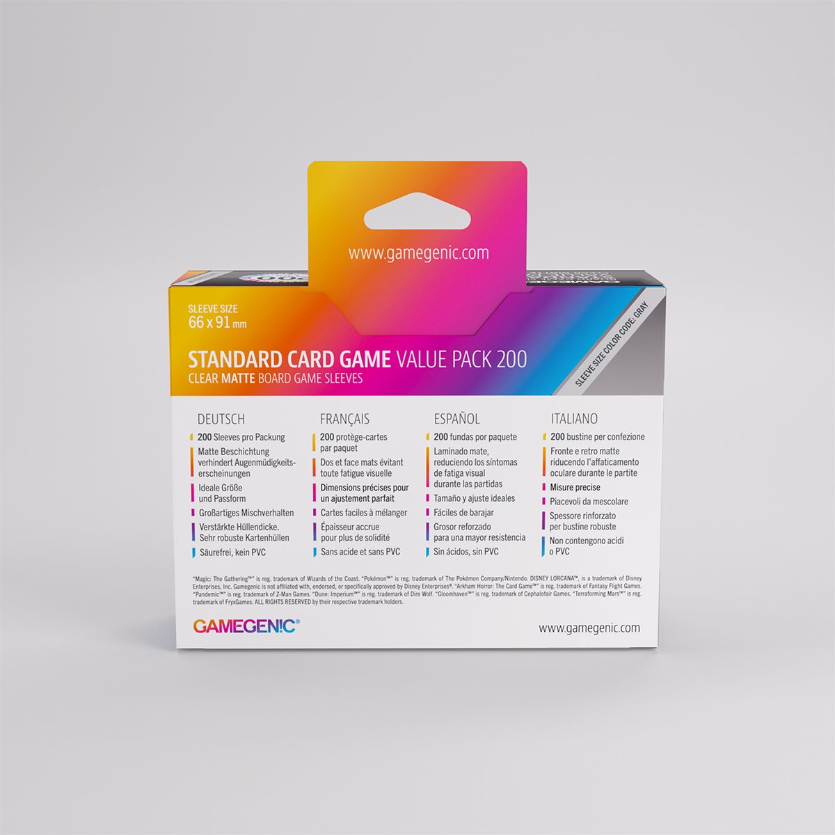 Gamegenic - Matte - Standard Sleeves - Value Pack - 200ct (Refresh)