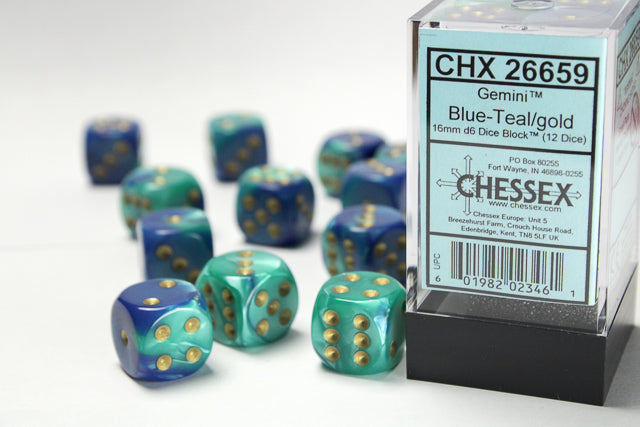 Chessex: 16mm 12D6 Dice Block - Gemini