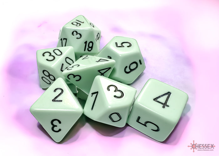 Opaque 7-Die Set Pastel Green/Black