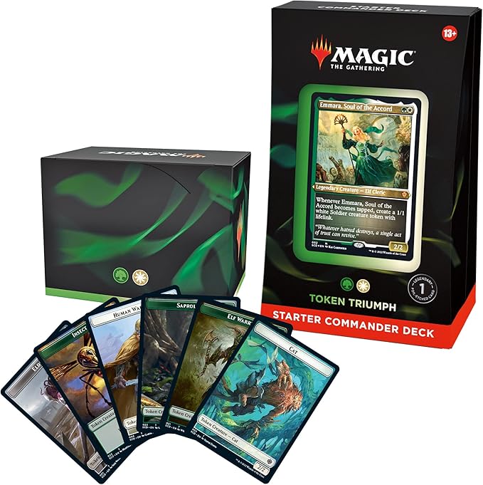 Magic: The Gathering Starter Commander Deck - Token Triumph (Green-White) | Ready-to-Play Deck for Beginners and Fans