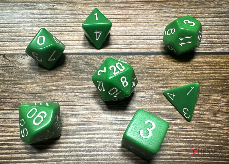 Opaque 7 Die Set Green/White