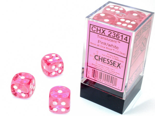 Translucent 16mm 12 d6 Dice Block