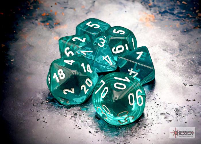 Translucent 7-Die Set Teal/White