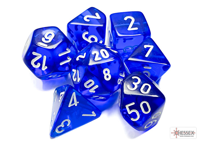 Translucent 7-Die Set Blue/White